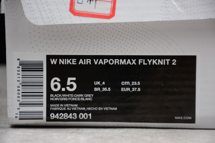 Nike Women Air Vapormax Flyknit 2.0 Black 942843-001